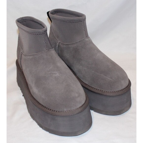 UGG CLASSIC MINI DIPPER PLATFORM SHEARLING LINED BOOTS US 7 WOMEN THUNDER GRAY‎ - Picture 2 of 6